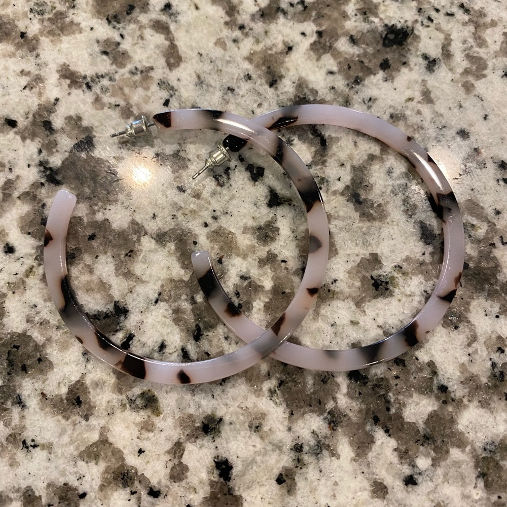 Gray & Black Leopard Print Hoops